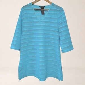 MARIO SERRANI Italy Sheer Knit Beachy Coastal Resort Slit Tunic